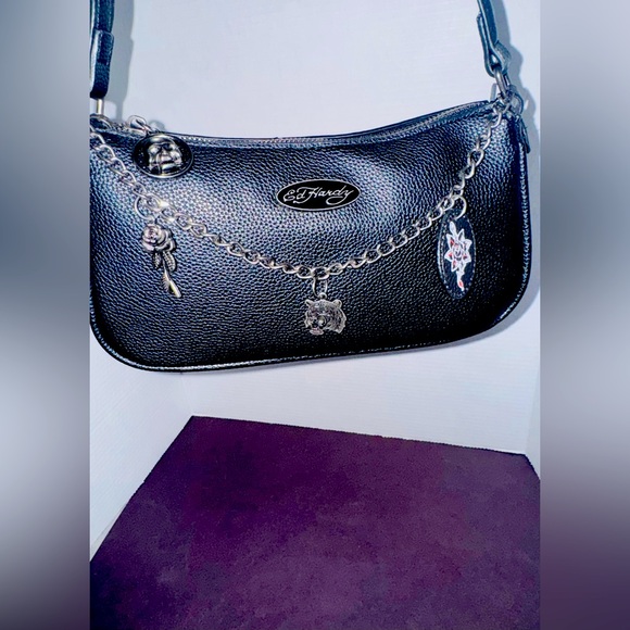Ed Hardy Black Shoulder Bag with Charms BNWT - Picture 1 of 7